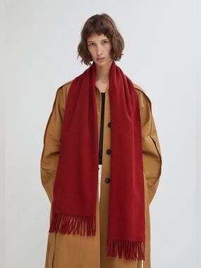 ACNE STUDIOS 100% Wool Scarf Shawl Fringe Red Made in Italy NWT